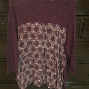 Sweater top with alternate fabric